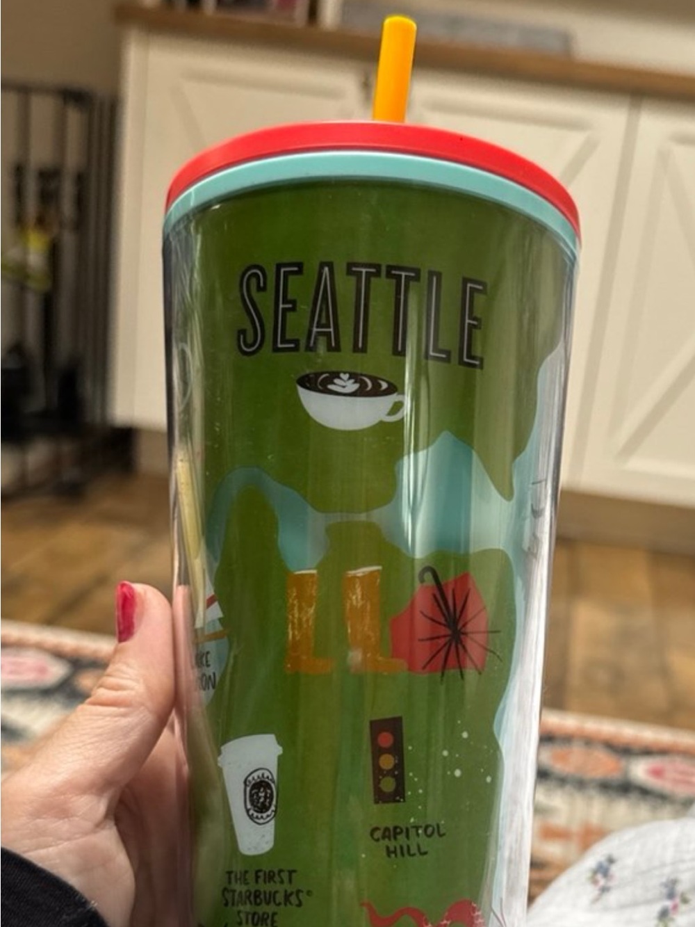 Starbucks: Seattle Double-Wall Travel Tumbler with Straw - Green/Red